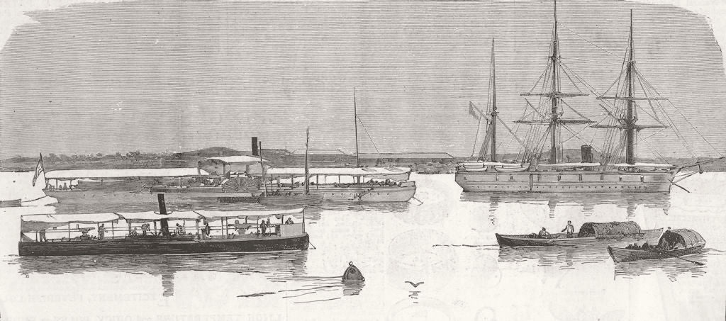 BURMA. Expedition v King Theebaw-Irrawaddy Flotilla 1885 old antique print